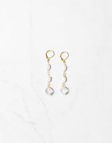 Two Drop Fresh Water Pearls with Crystal Earrings