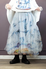 Blue Print Tulle Skirt