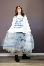 Blue Print Tulle Skirt