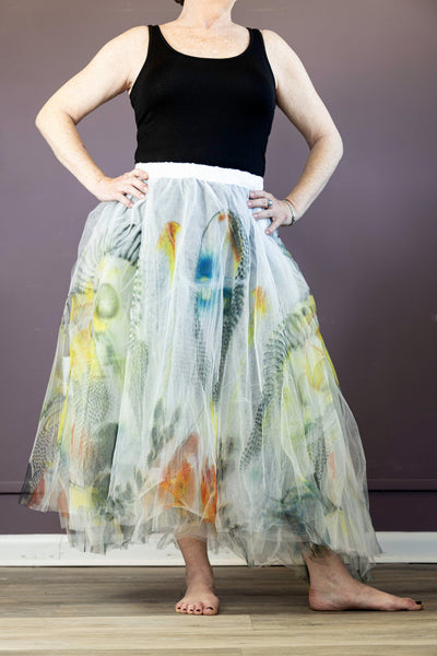 Yellow Print Tulle Skirt