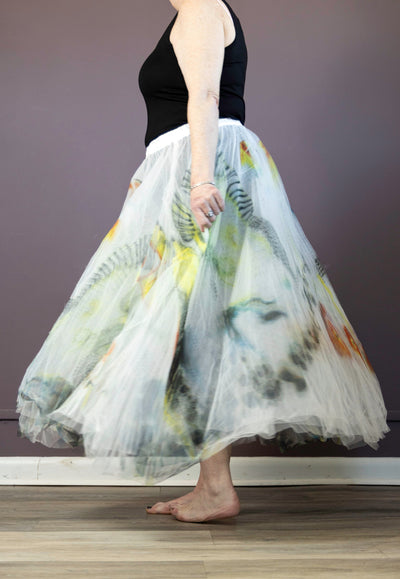 Yellow Print Tulle Skirt