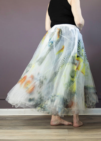 Yellow Print Tulle Skirt