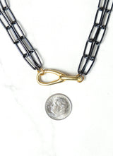 Mixed Metal Paperclip and Lock Necklace