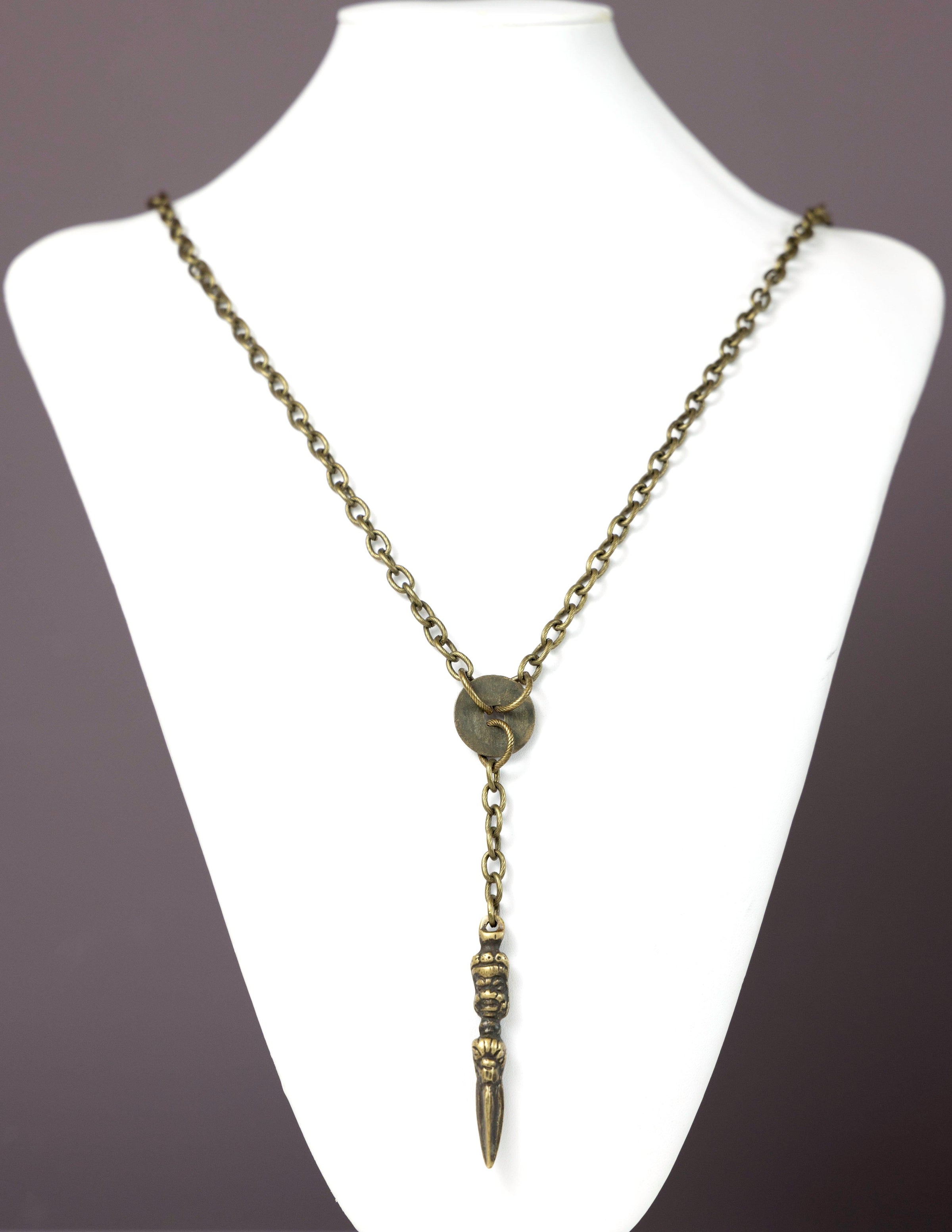 Dark Phurba and Coin Chain Necklace