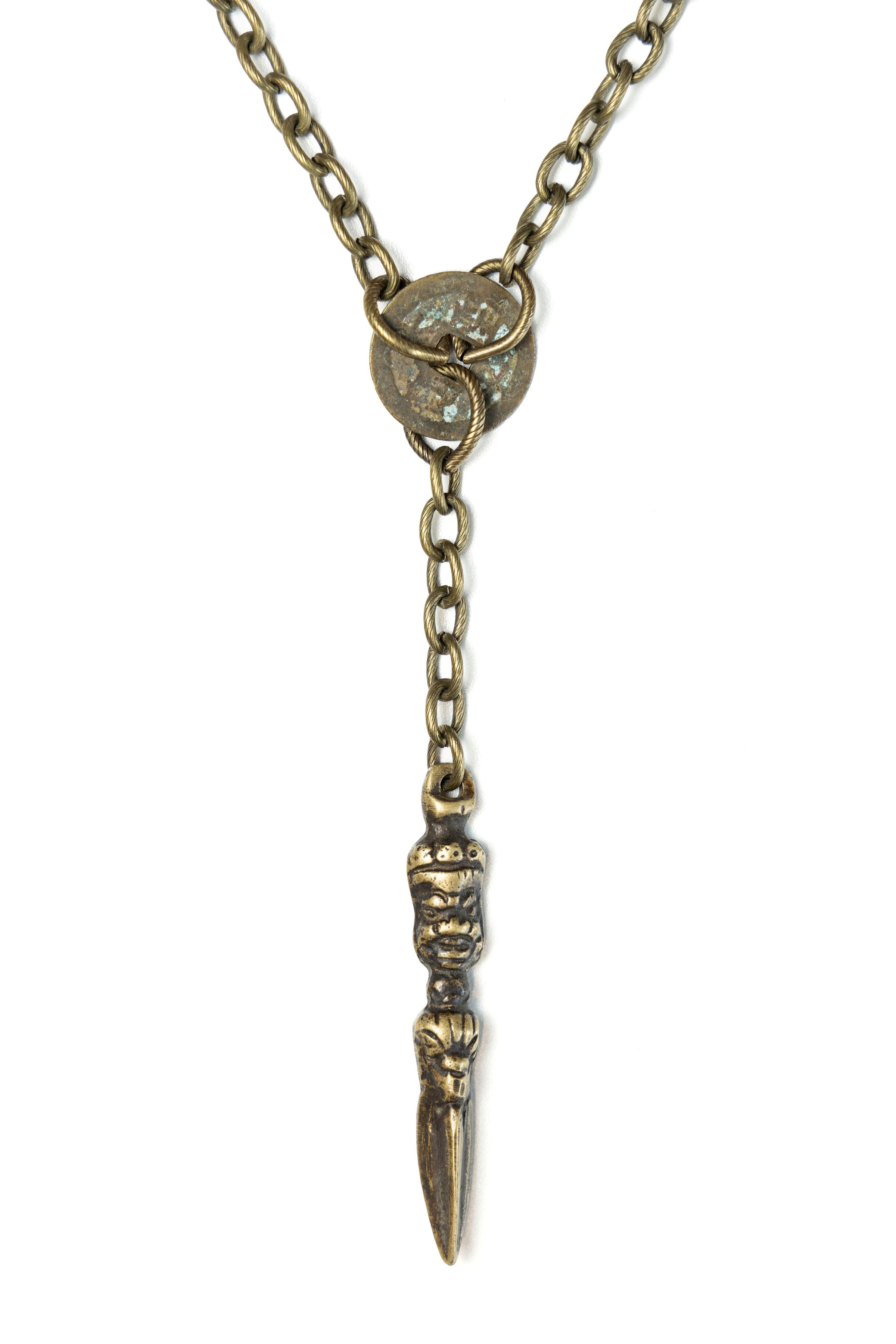 Dark Phurba and Coin Chain Necklace