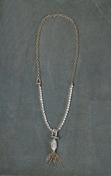 Crystal and Antique Silver Chain Necklace