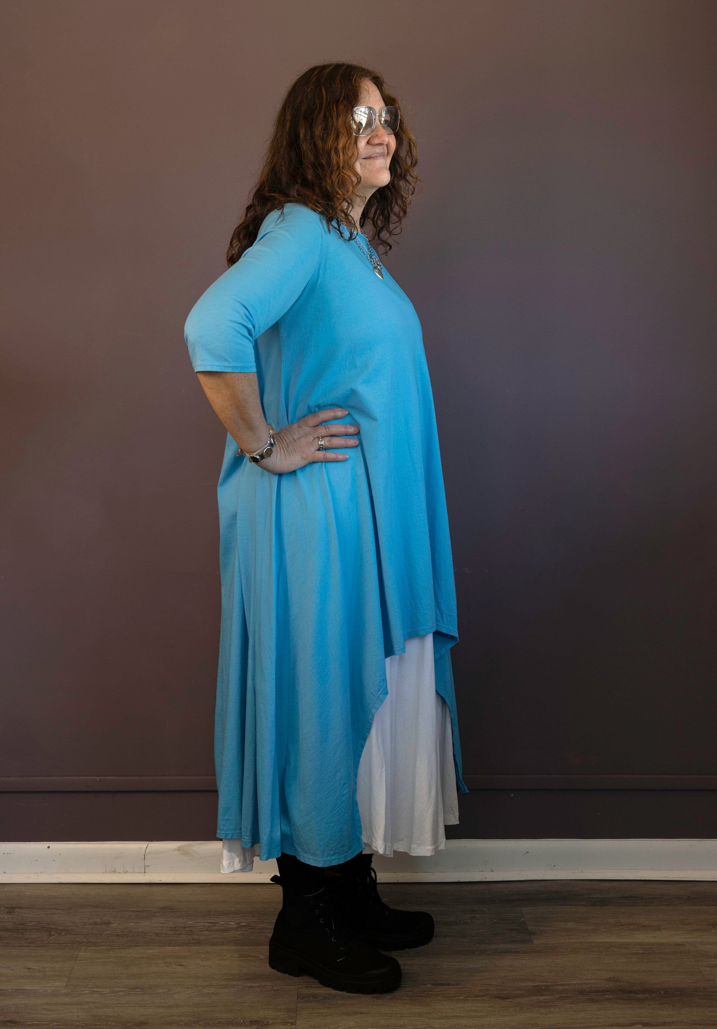 Turquoise Hi-Lo Tunic Dress