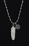 Painted Feather Necklace with Crystals