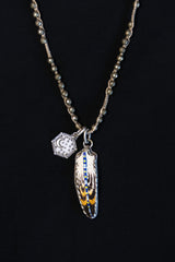 Painted Feather Necklace with Pyrite