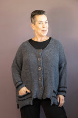 Plush Cardigan Sweater with Varsity Cuffs