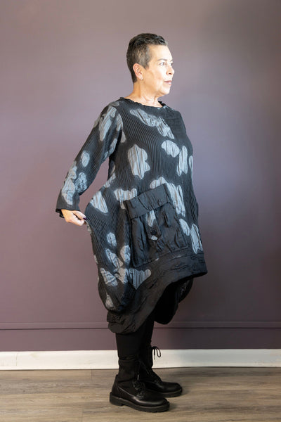 Black and Grey Jacquard Tunic Dress