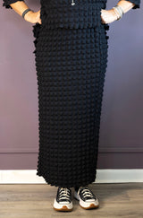 Black Pucker Pencil Skirt