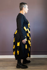 Yellow and Black French Terry Ribbon Dress