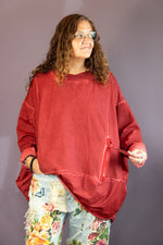 Red Garment Dyed Tunic Pullover