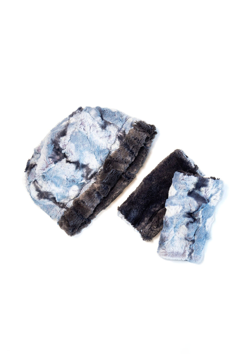 Rainer Sky and Black Reversible Fingerless Gloves