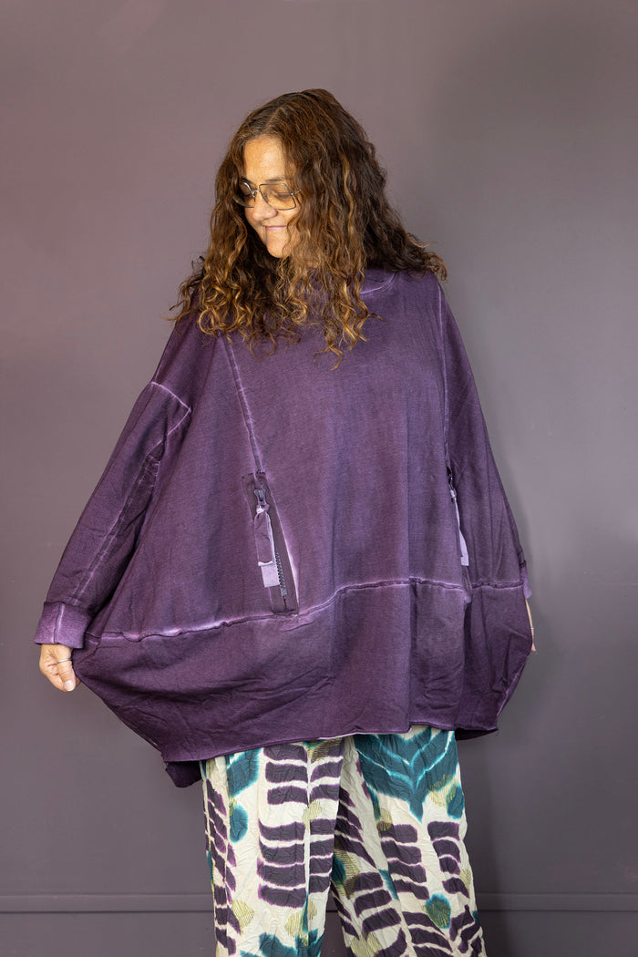 Purple Garment Dyed Tunic Pullover