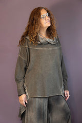 Garment Dyed Cowl Neck Sweatshirt