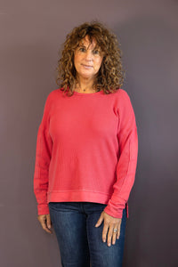 Boxy Crew Neck Waffle Knit Tee