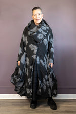 Black and Grey Jacquard Long Jacket