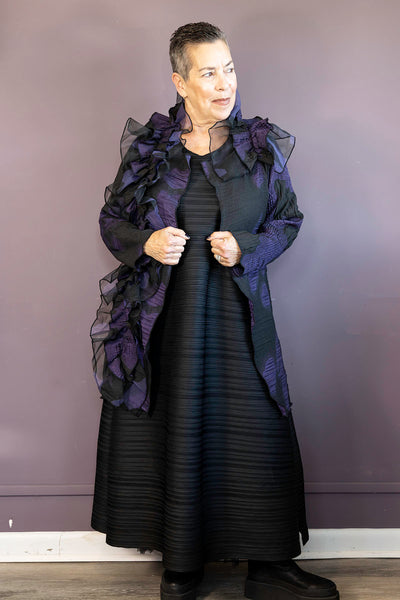 Purple Jacquard and Ruffle Jacket