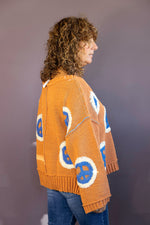 V-Neck Peace Berber Print Sweater