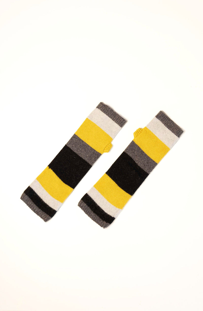 Striped Wool and Cashmere Fingerless Gloves
