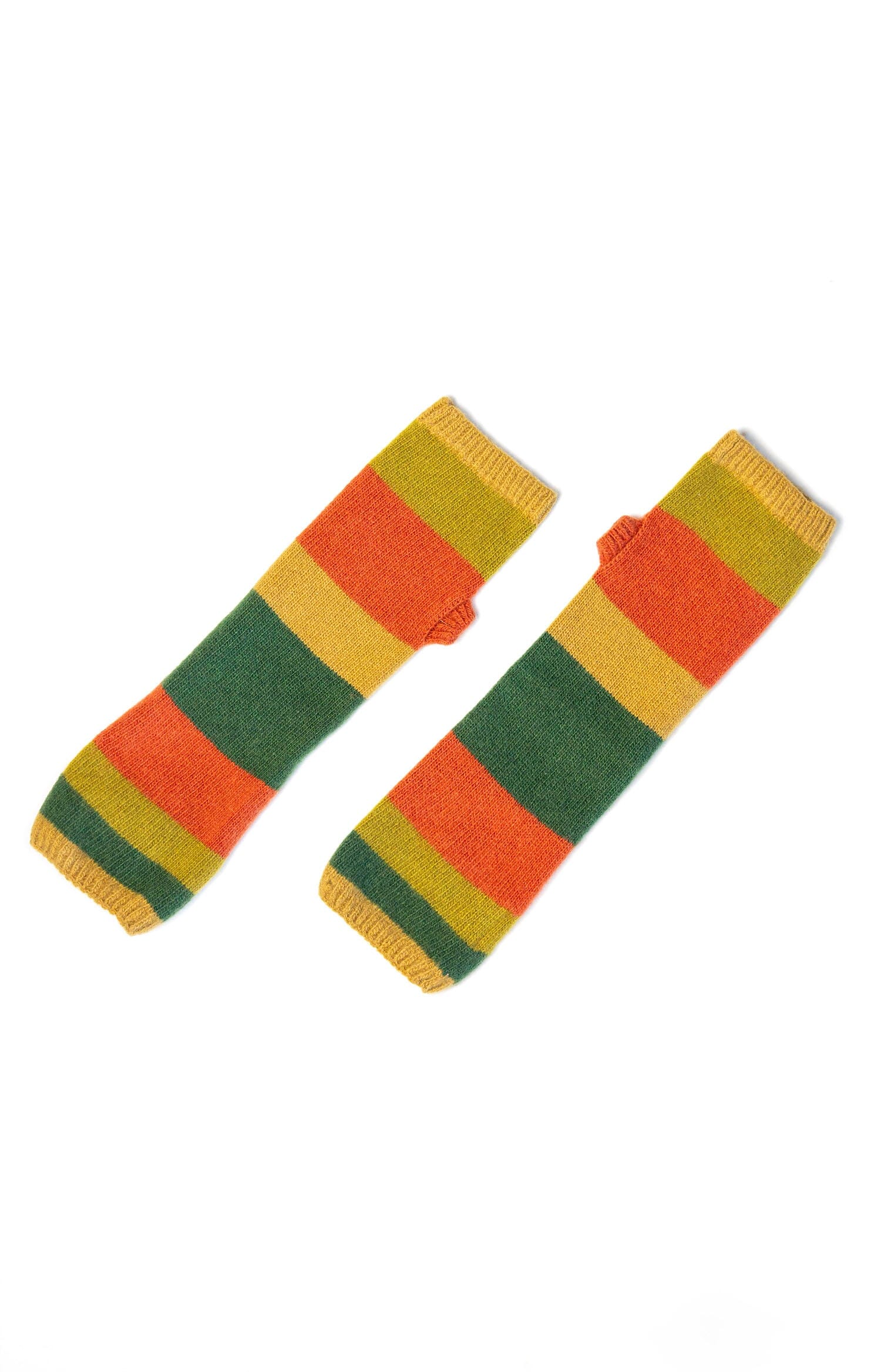 Striped Wool and Cashmere Fingerless Gloves