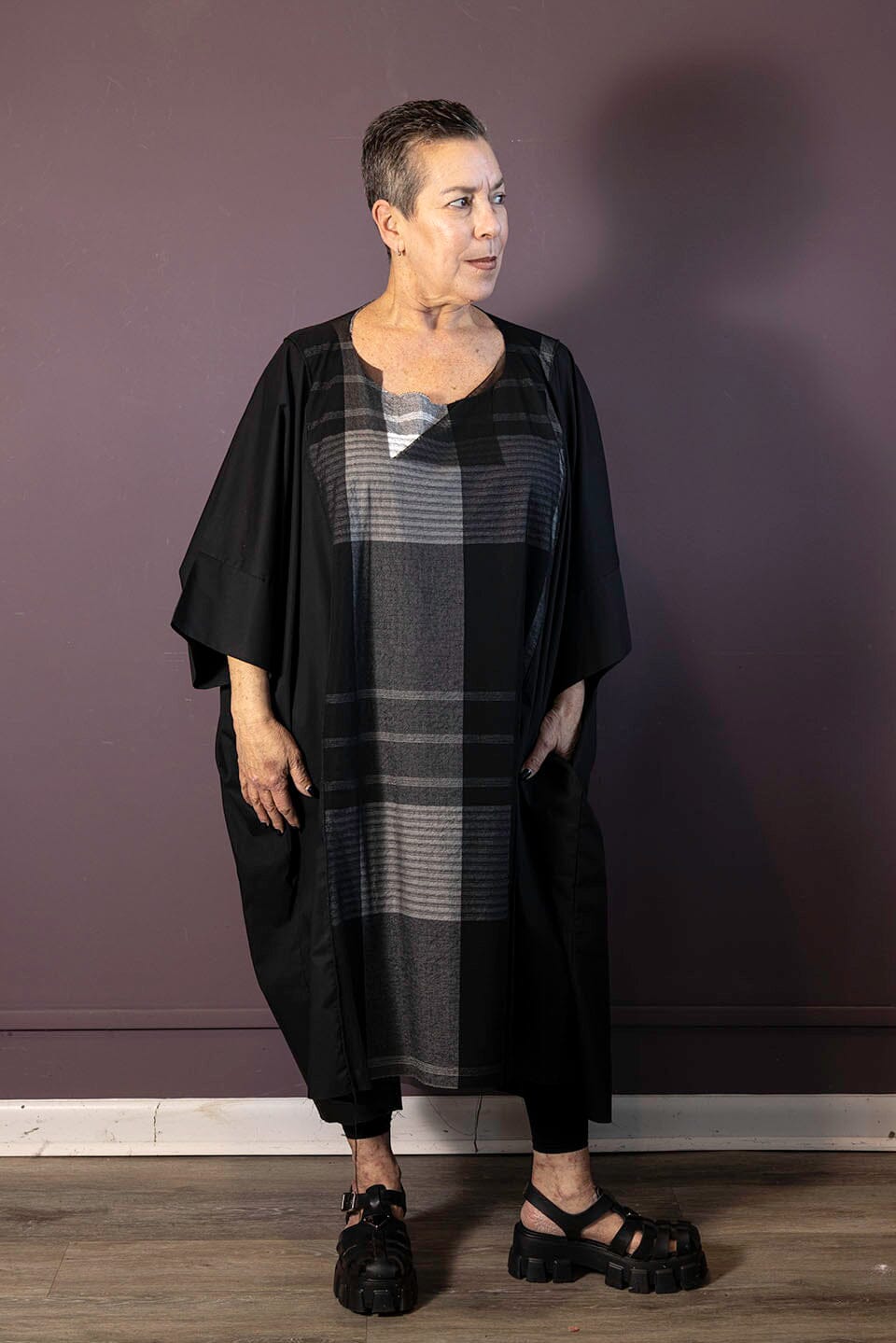 Monochrome Draped Dress