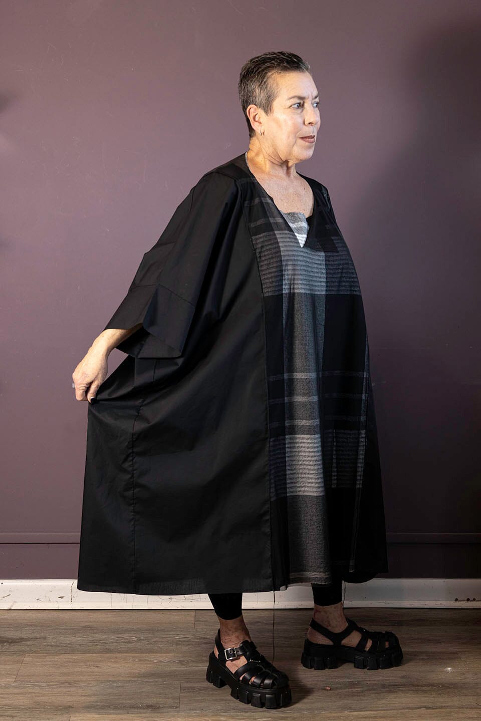 Monochrome Draped Dress