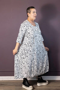 Seamed Scripted Dress