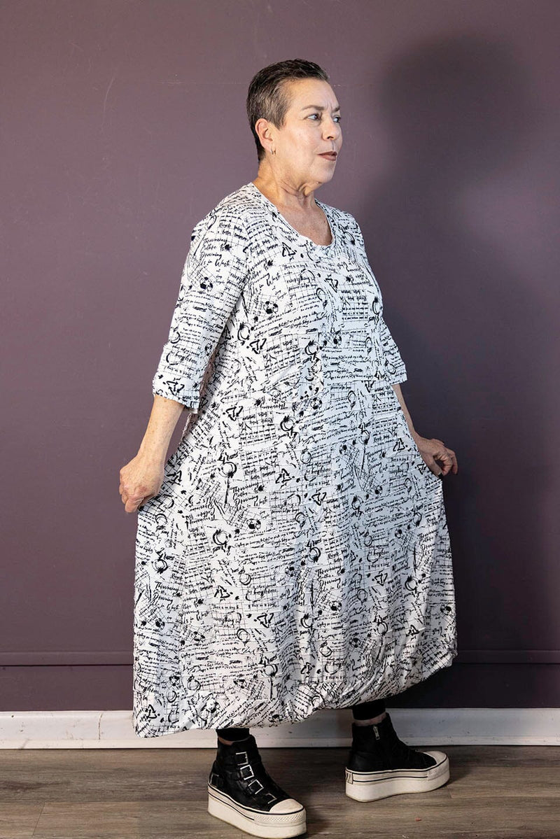 Seamed Scripted Dress
