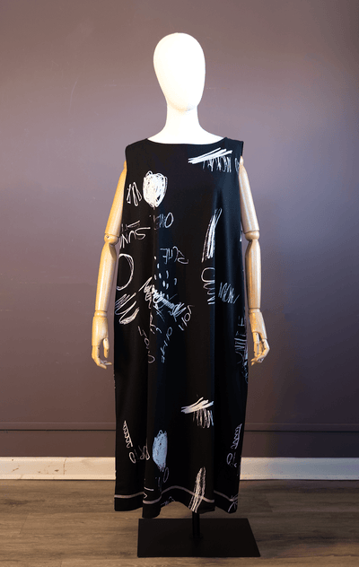 Sleeveless Script Art Print Dress