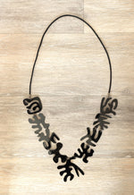 Black Block Print Necklace