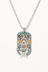 10. Hamsa and Butterfly Dog Tag Necklace