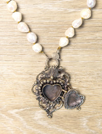 Pearl And Heart Locket Necklace