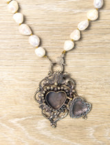 Pearl And Heart Locket Necklce