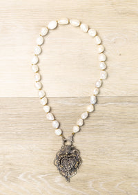 Pearl And Heart Locket Necklace