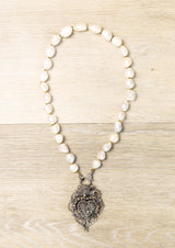 Pearl And Heart Locket Necklce
