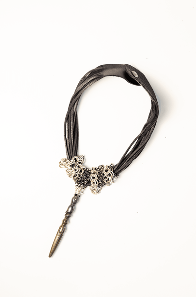 Black Phurba Mixed Metal Necklace