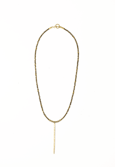 Pyrite & Brass Spike Necklace