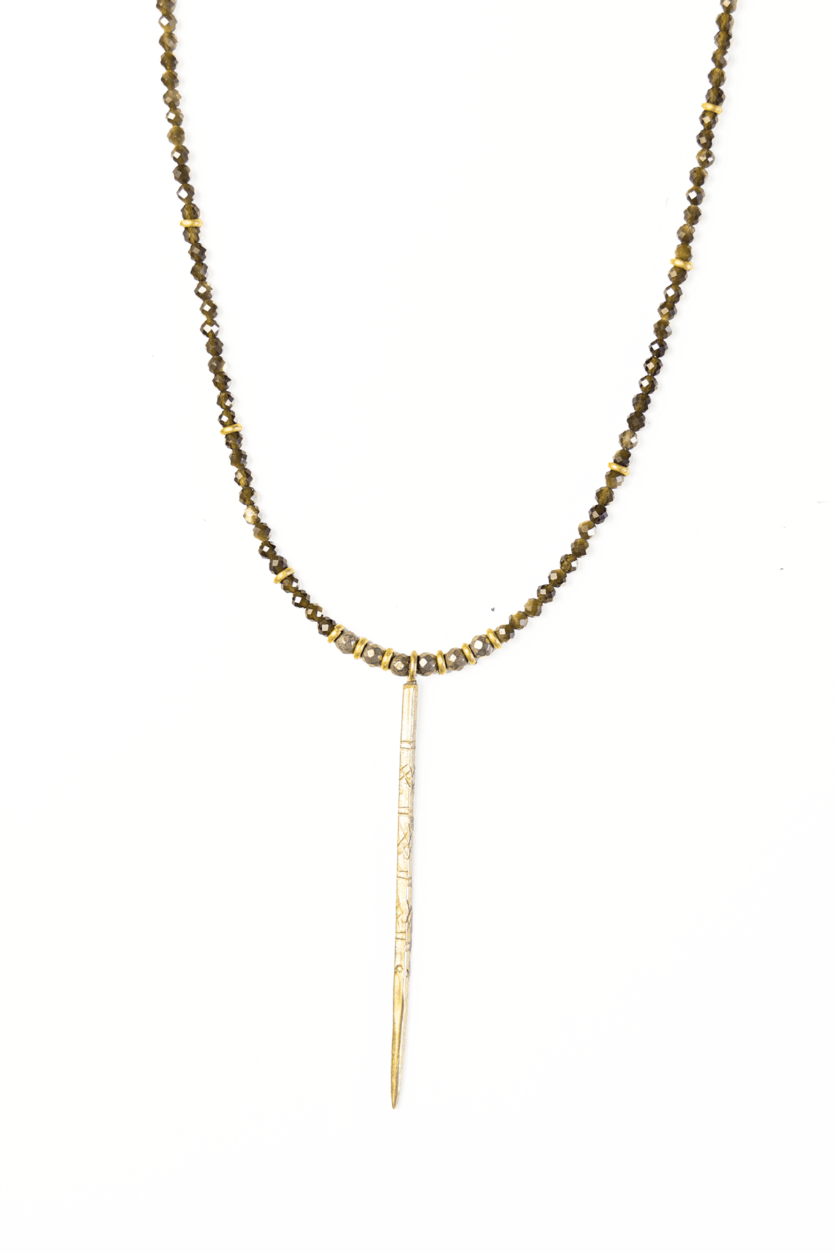 Pyrite & Brass Spike Necklace