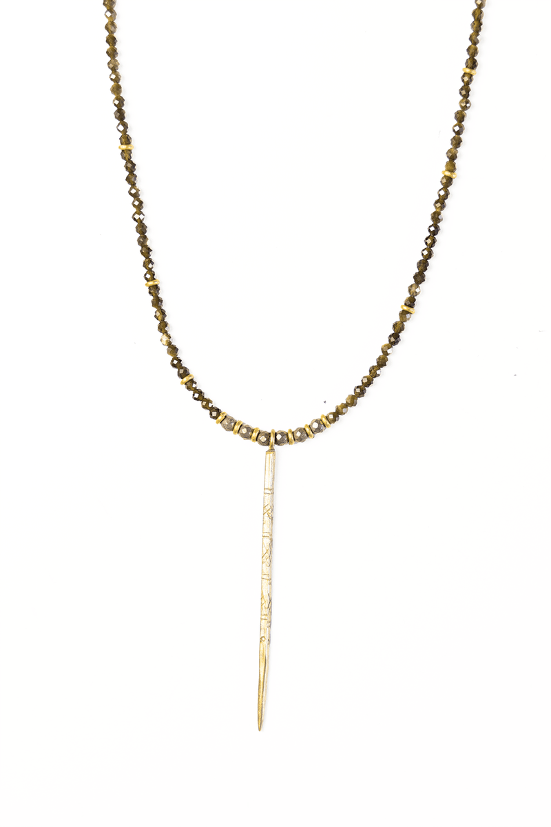 Pyrite & Brass Spike Necklace