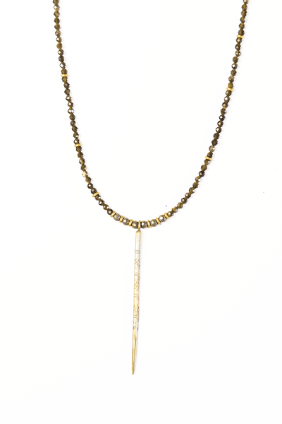 Pyrite & Brass Spike Necklace