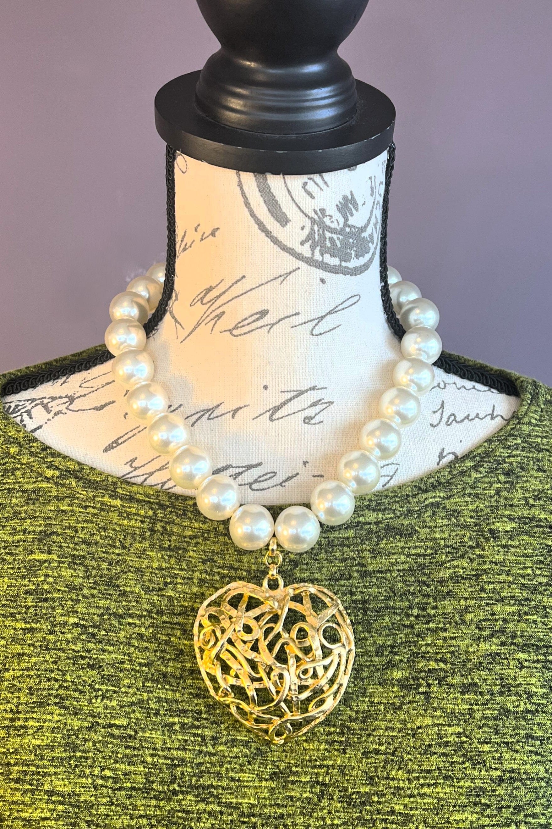 Filigree Heart & Pearl Necklace