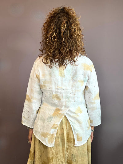Brush Stroke 3/4 Sleeve Splitback Top