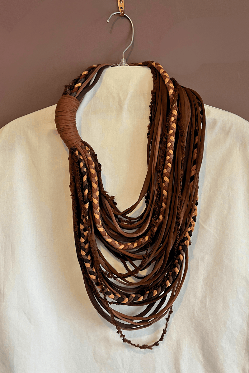 Brown Textile Scarf Necklace