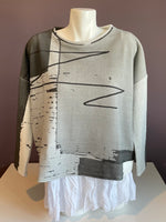 Grey Abstract Boxy Long Sleeve Top