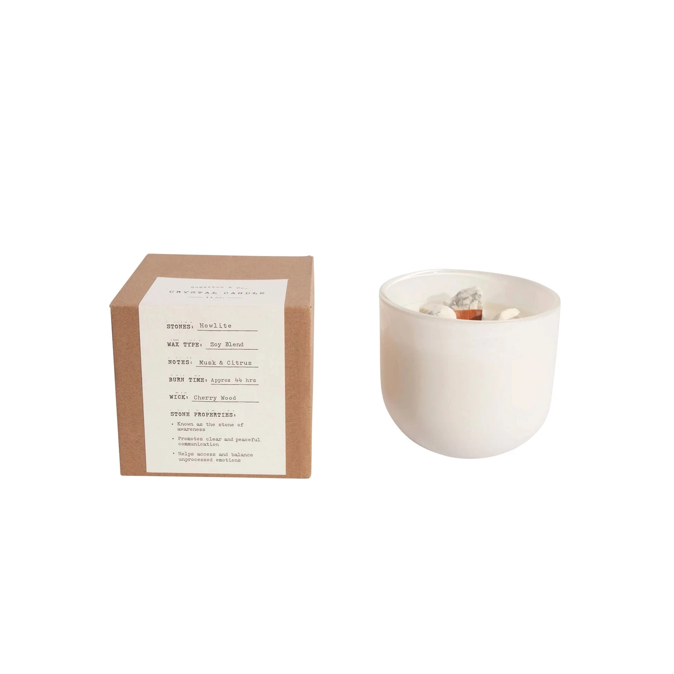 Howlite Crystal Candle