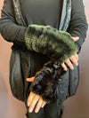 Black and PIne Reversible Fingerless Gloves