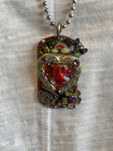 Heart with Girls Rule Dog Tag Necklace